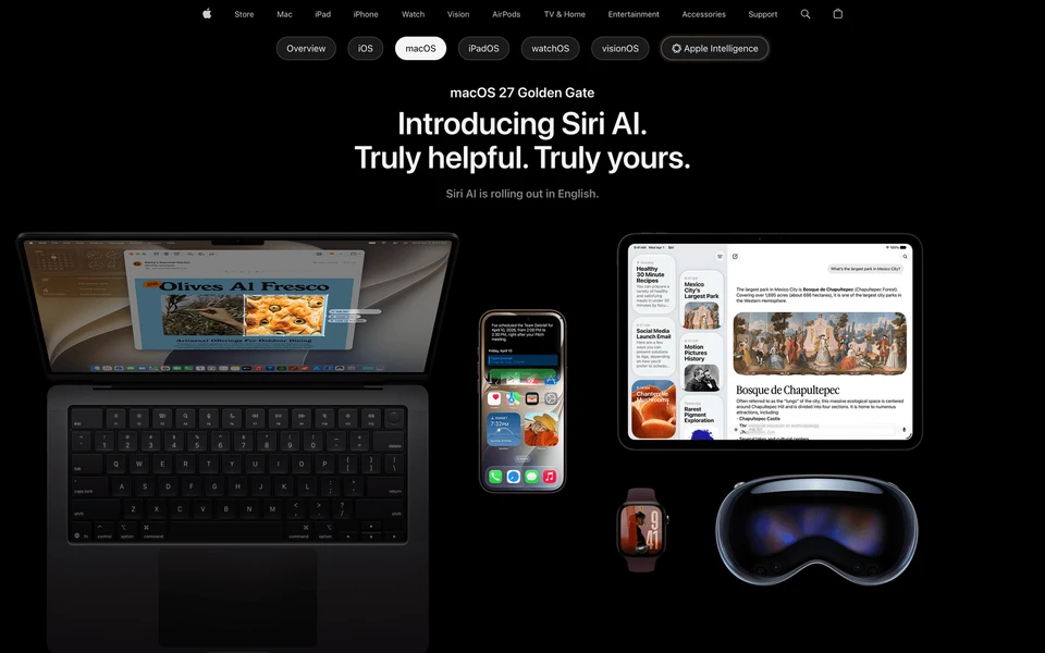 Screenshot of Apple.com macOS 27