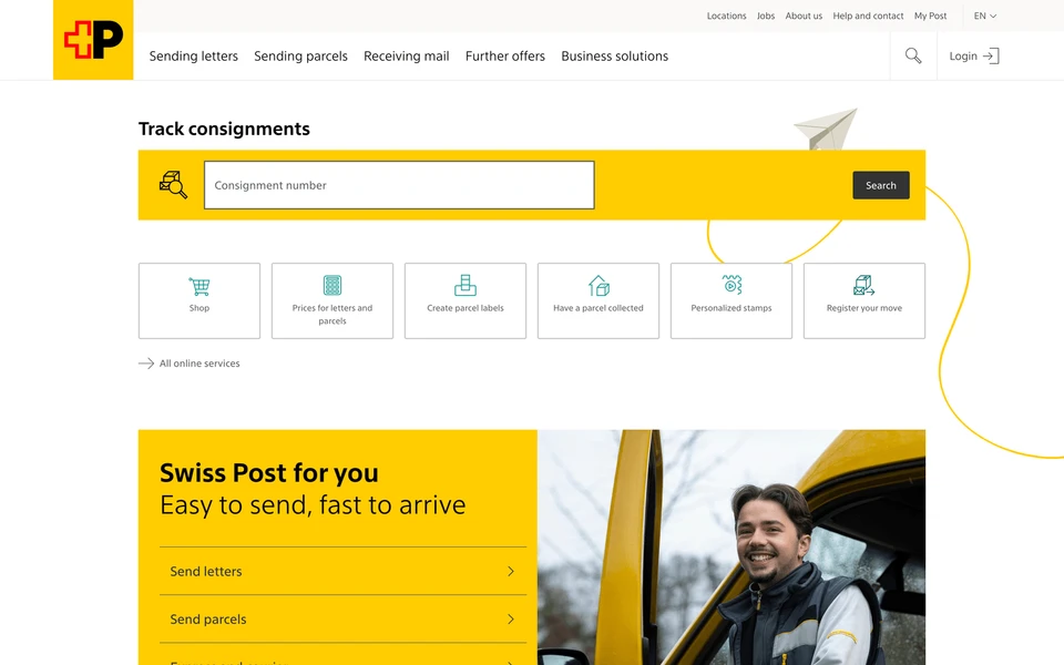 Screenshot of Post.ch