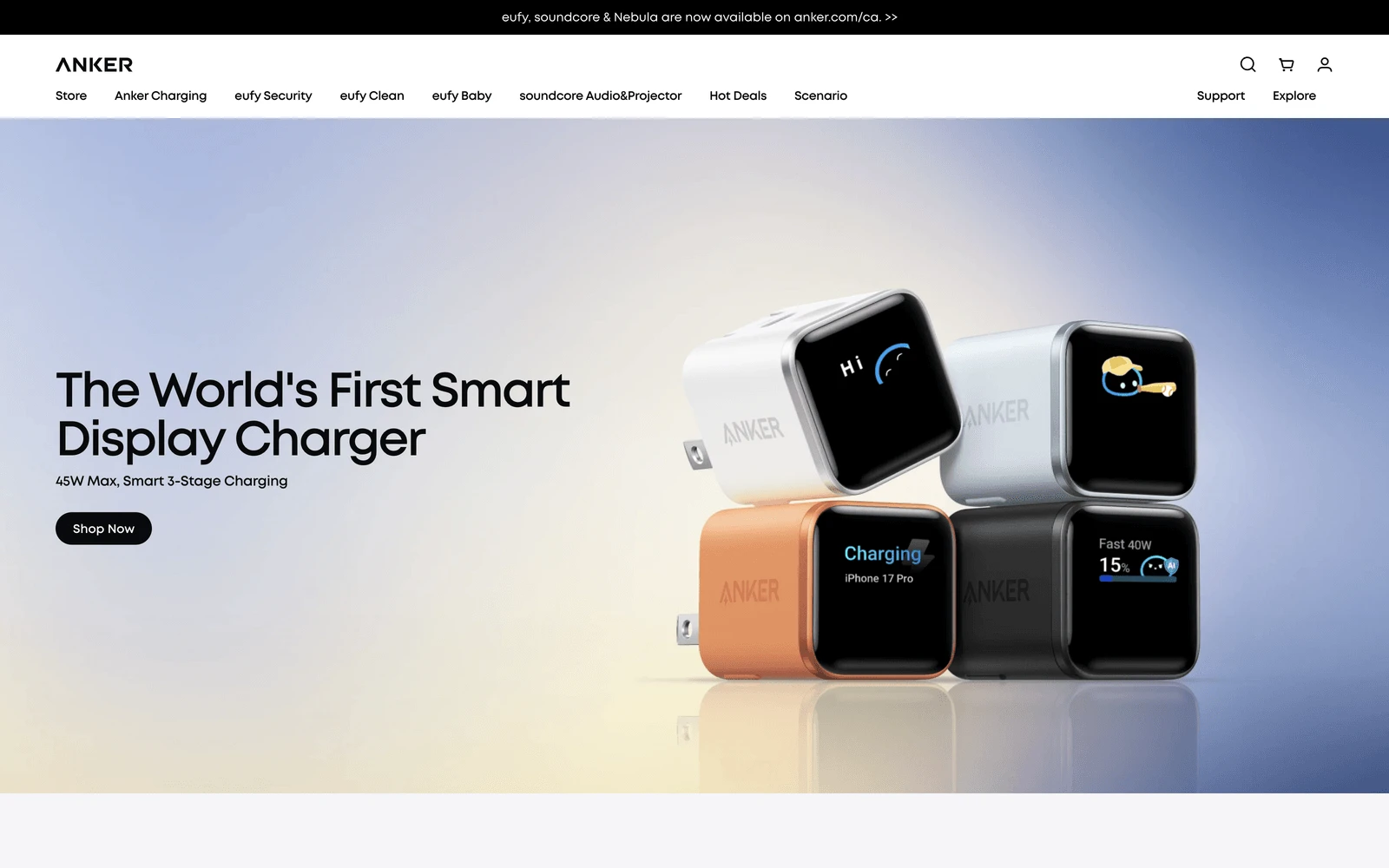 Top screenshot of Anker.com