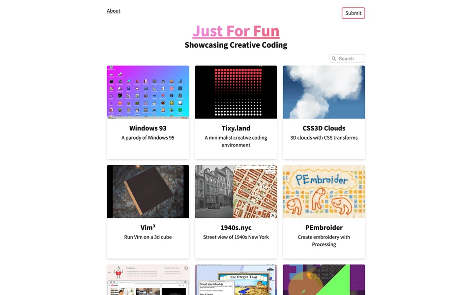 Screenshot of JustForFun.io
