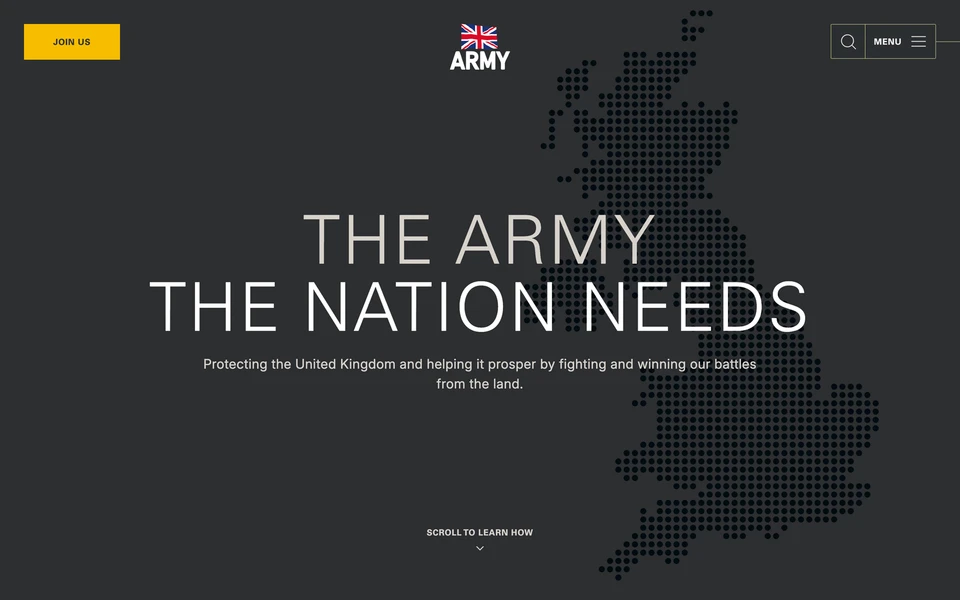 Screenshot of MOD.uk Army