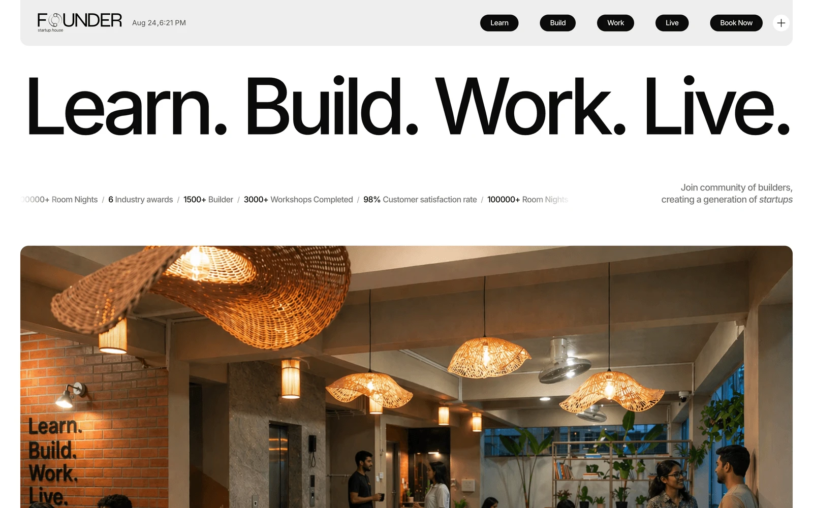 Top screenshot of FounderStartupHouse.com