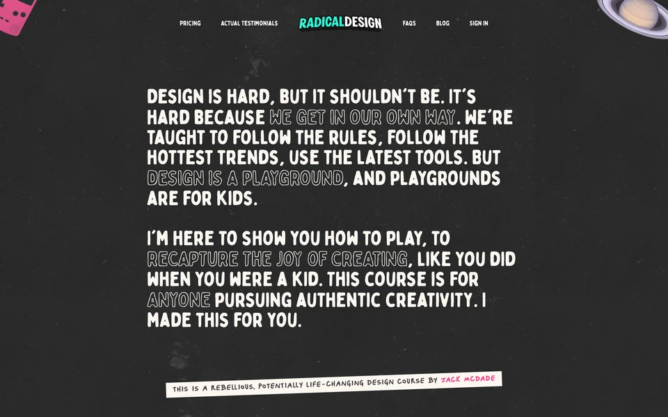 Screenshot of RadicalDesignCourse.com