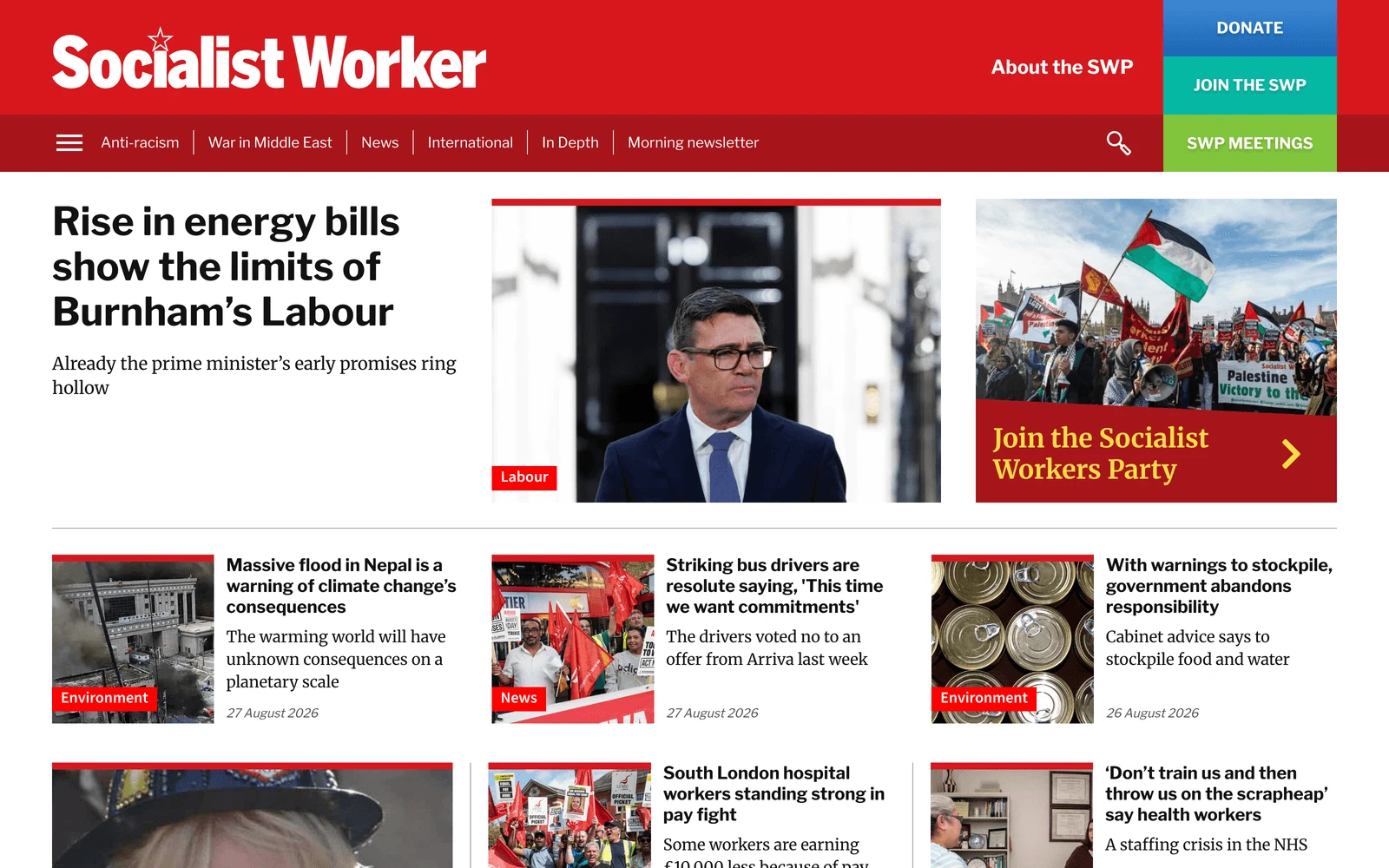 Top screenshot of SocialistWorker.co.uk