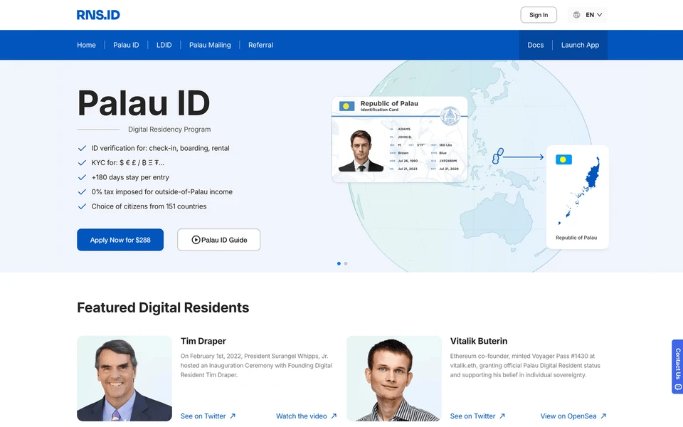 Screenshot of RNS.ID
