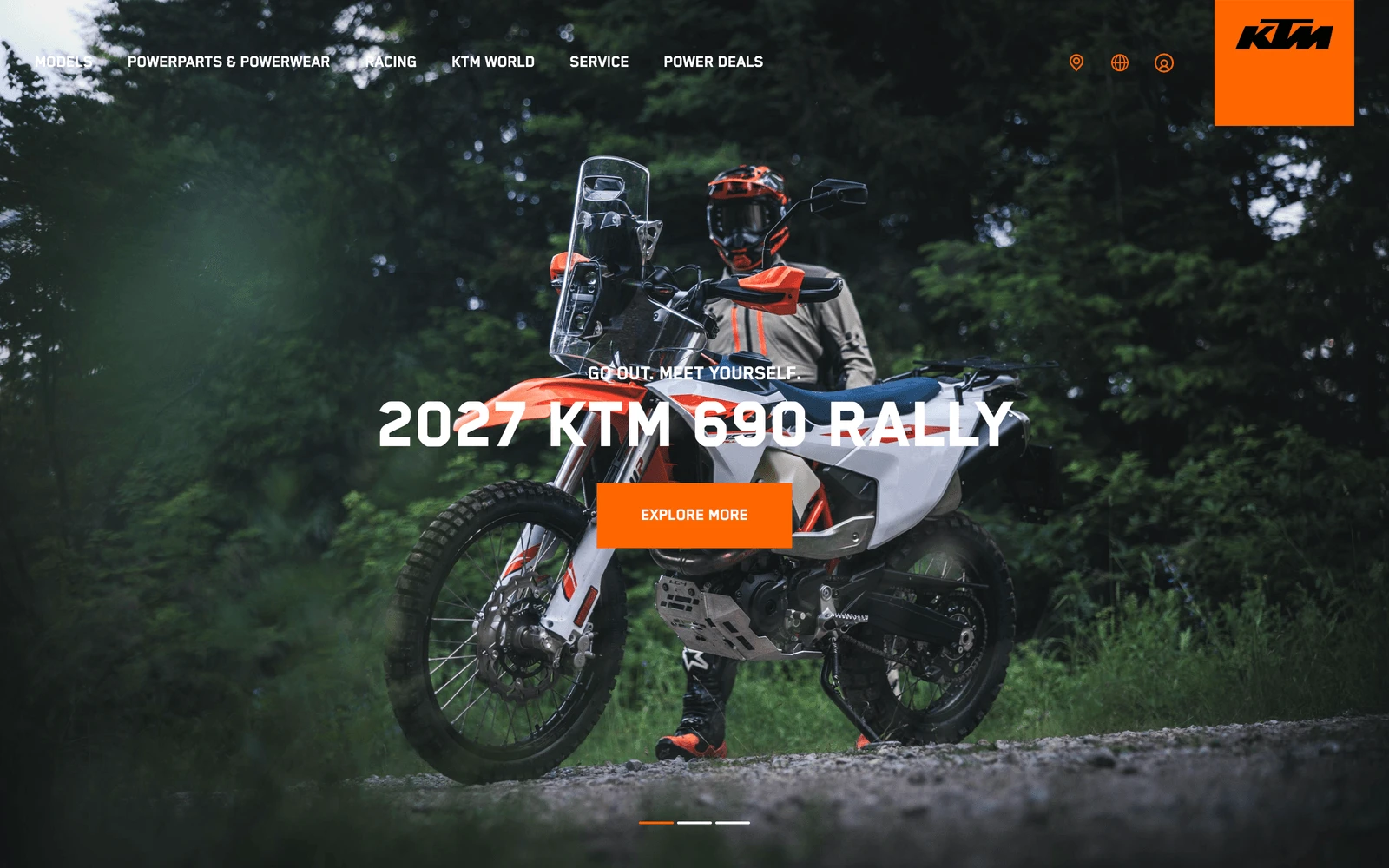 Top screenshot of KTM.com