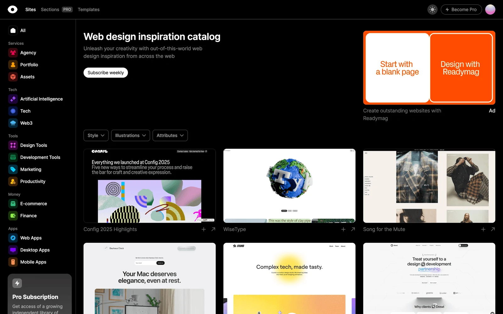 Top screenshot of Curated.Design