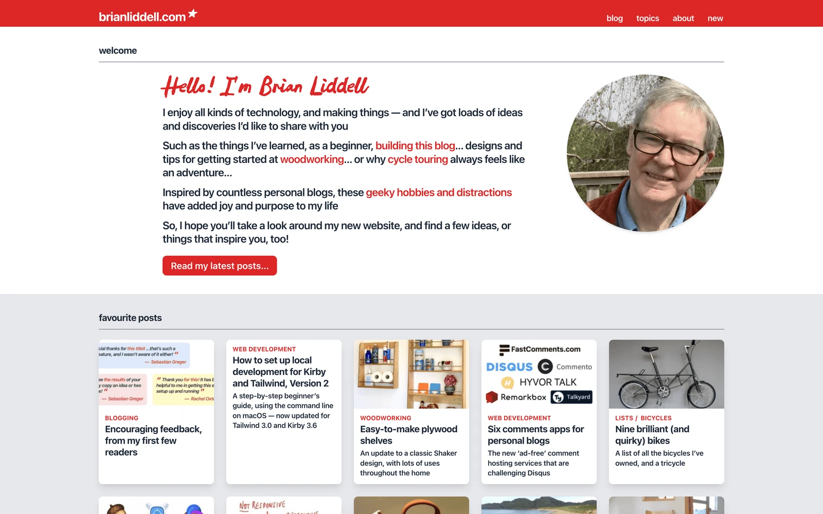 Top screenshot of BrianLiddell.com