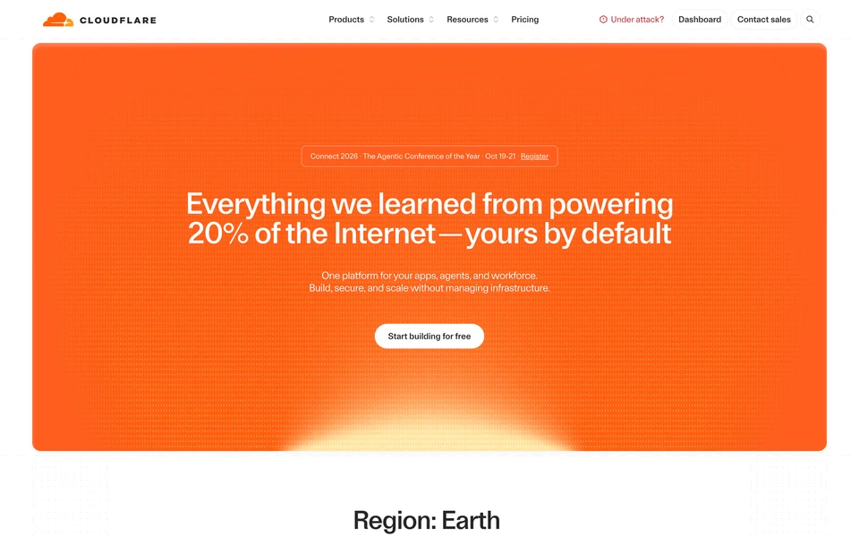 Screenshot of Cloudflare.com
