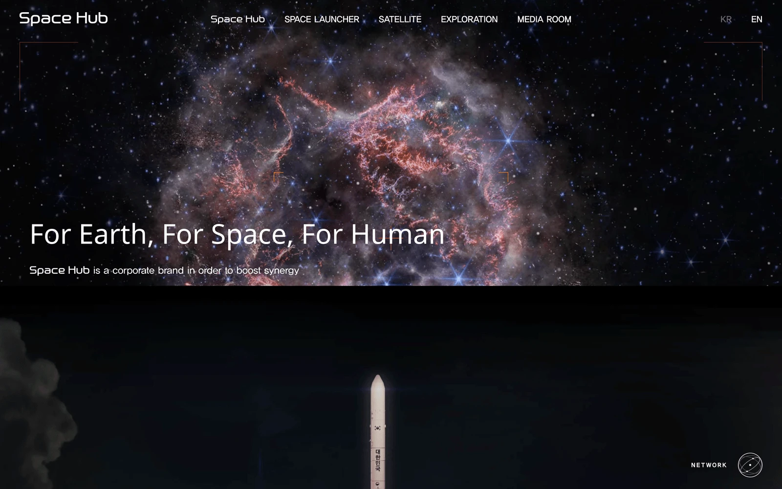 Top screenshot of HanwhaSpaceHub.com