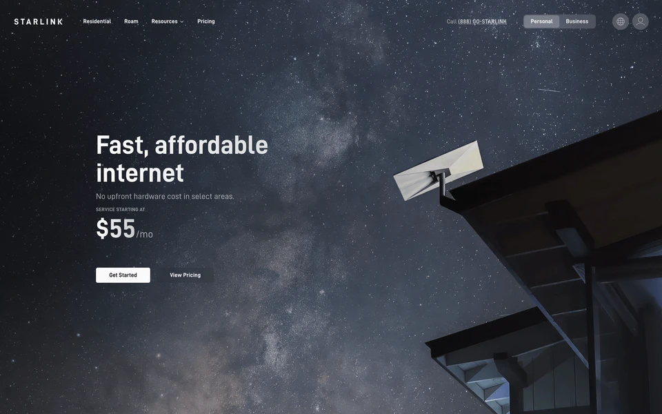 Screenshot of Starlink.com