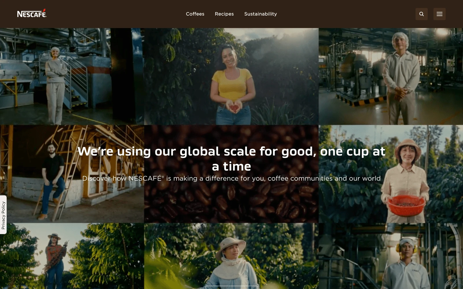 Top screenshot of Nescafe.com