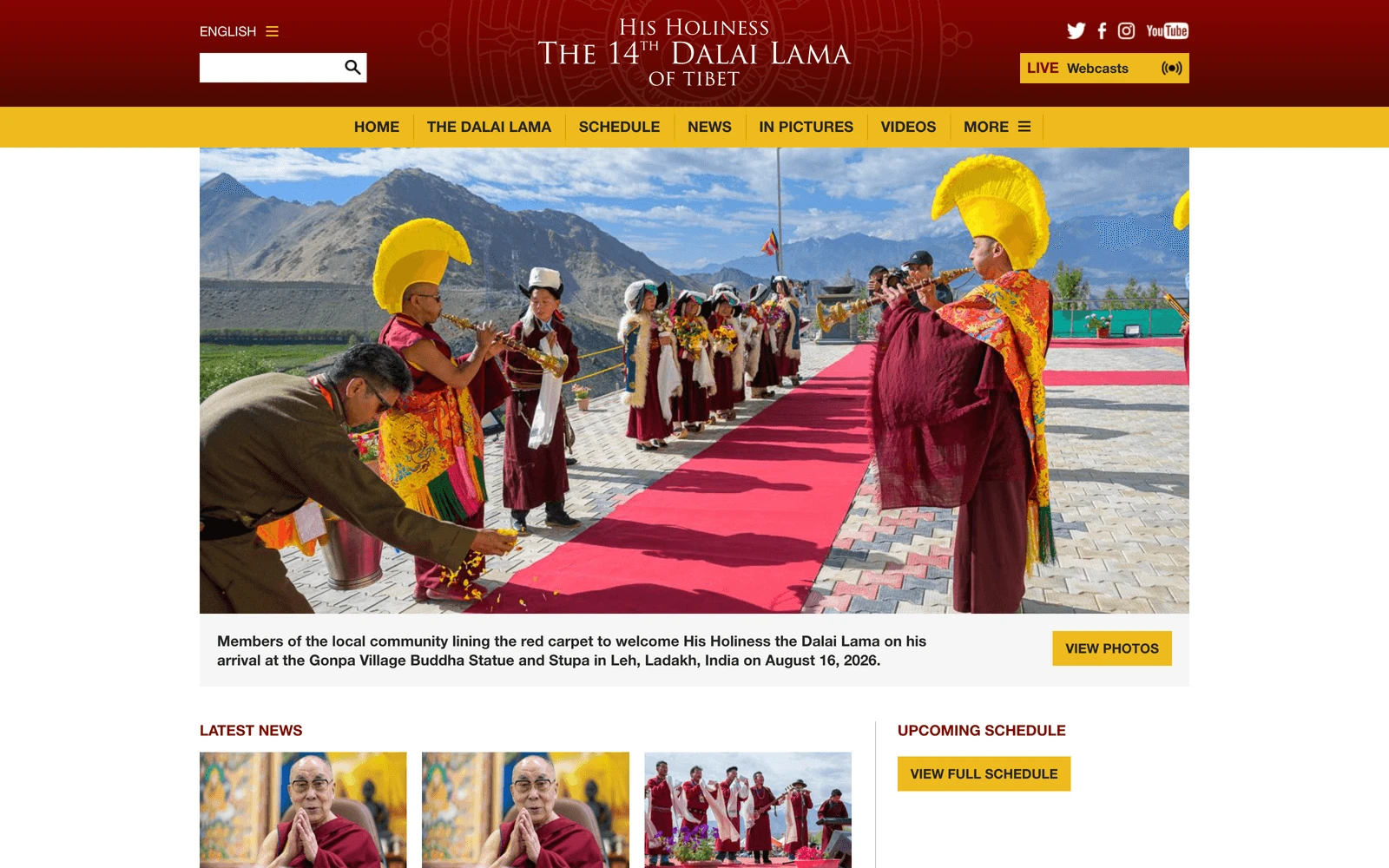 Top screenshot of DalaiLama.com
