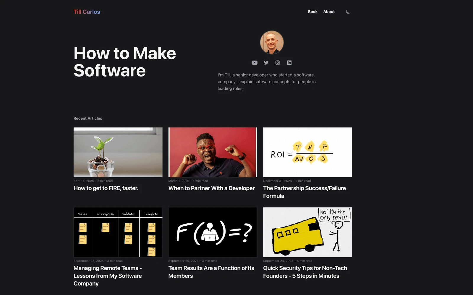 Top screenshot of TillCarlos.com