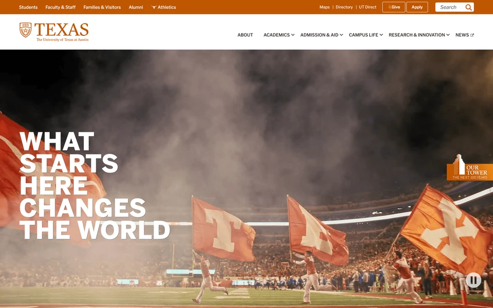 Screenshot of UTexas.edu