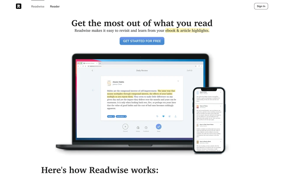 Screenshot of Readwise.io