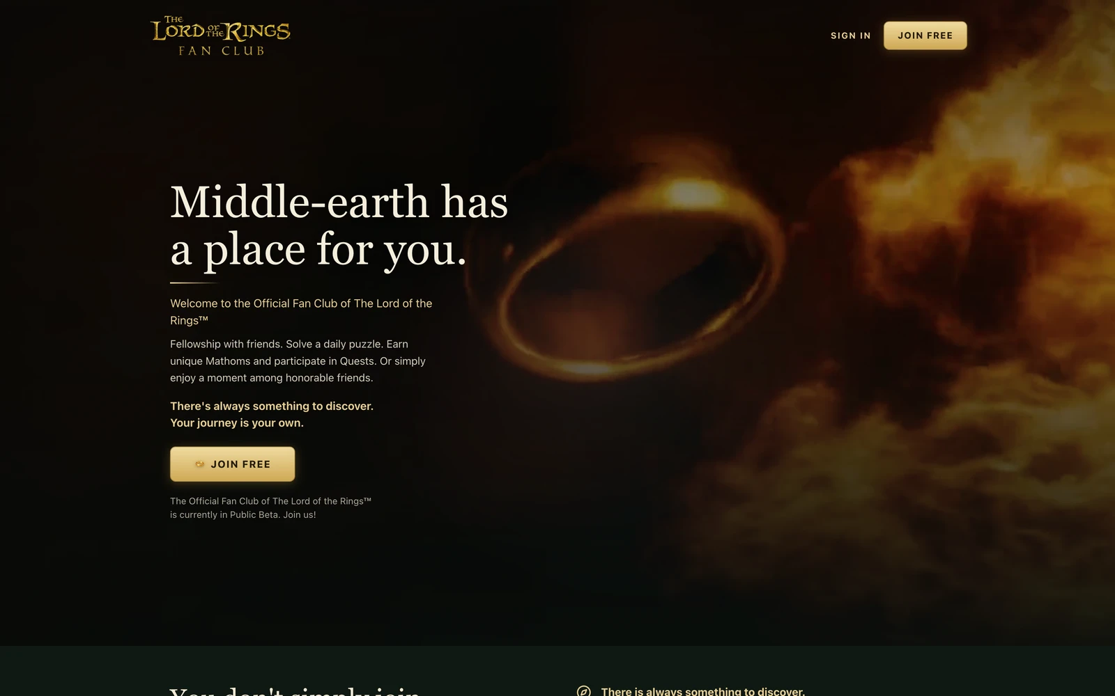 Top screenshot of LOTR.com