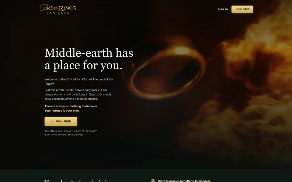 Screenshot of LOTR.com
