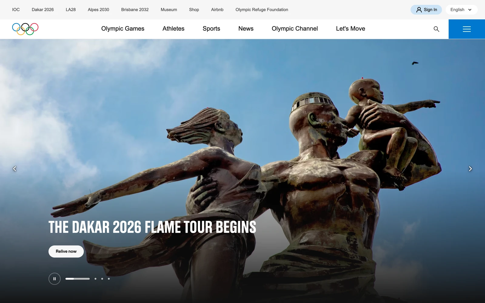 Top screenshot of Olympics.com