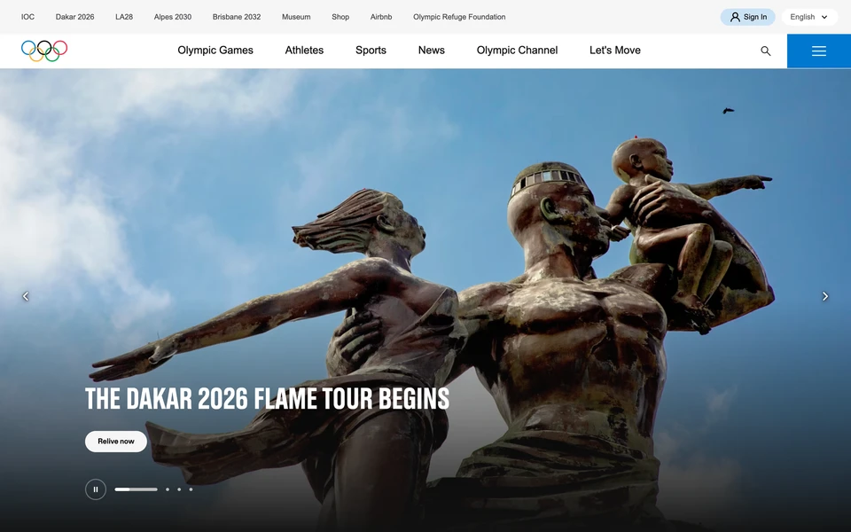 Screenshot of Olympics.com