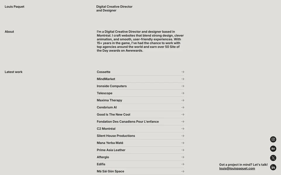 Screenshot of LouisPaquet.com