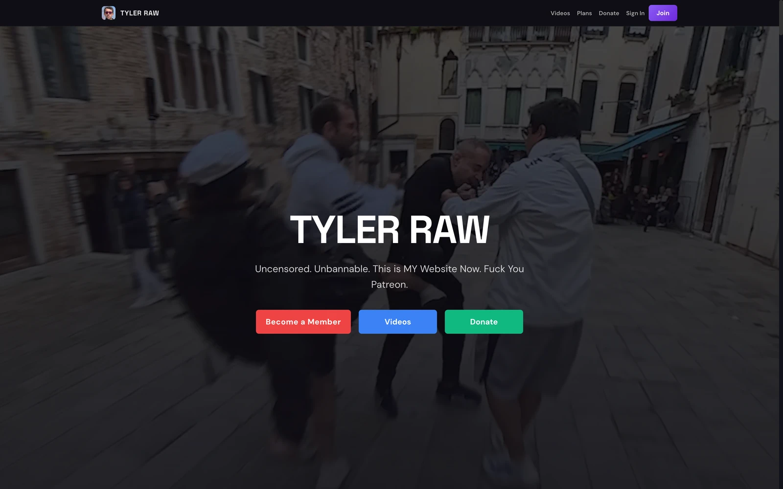 Top screenshot of TylerRaw.com