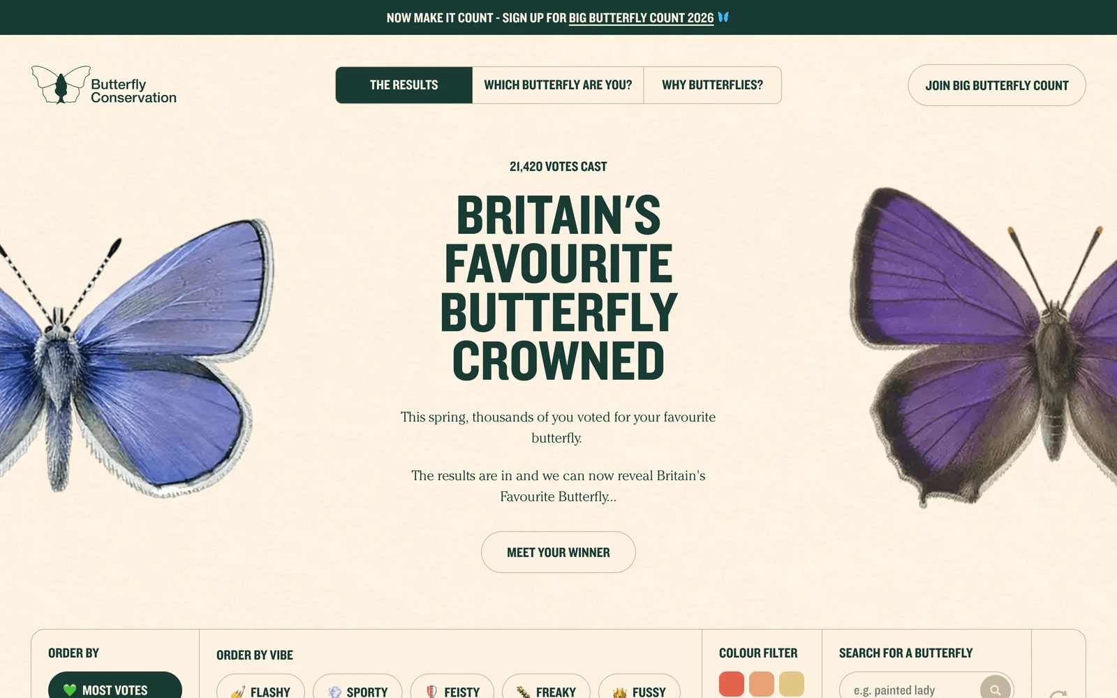 Top screenshot of BritainsFavouriteButterfly.co.uk