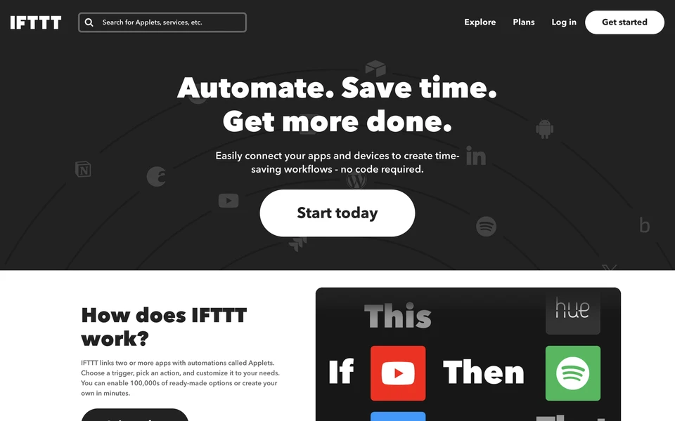 Screenshot of IFTTT.com