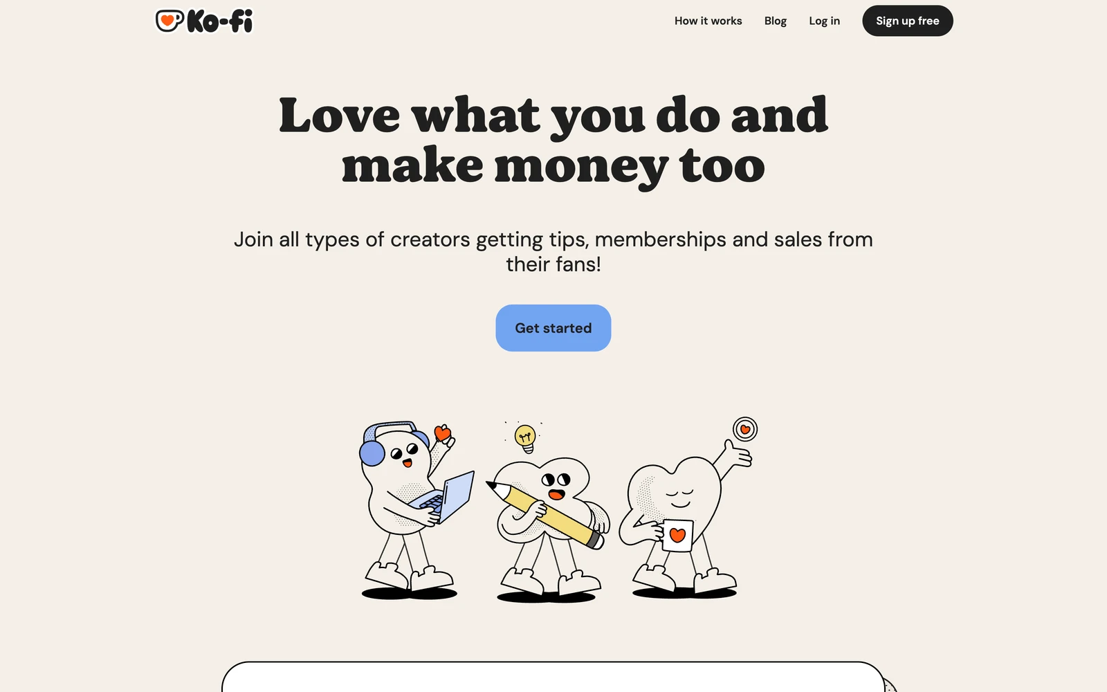 Top screenshot of Ko-fi.com