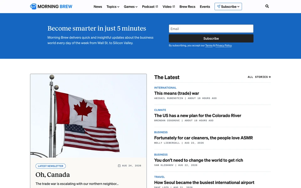 Screenshot of MorningBrew.com