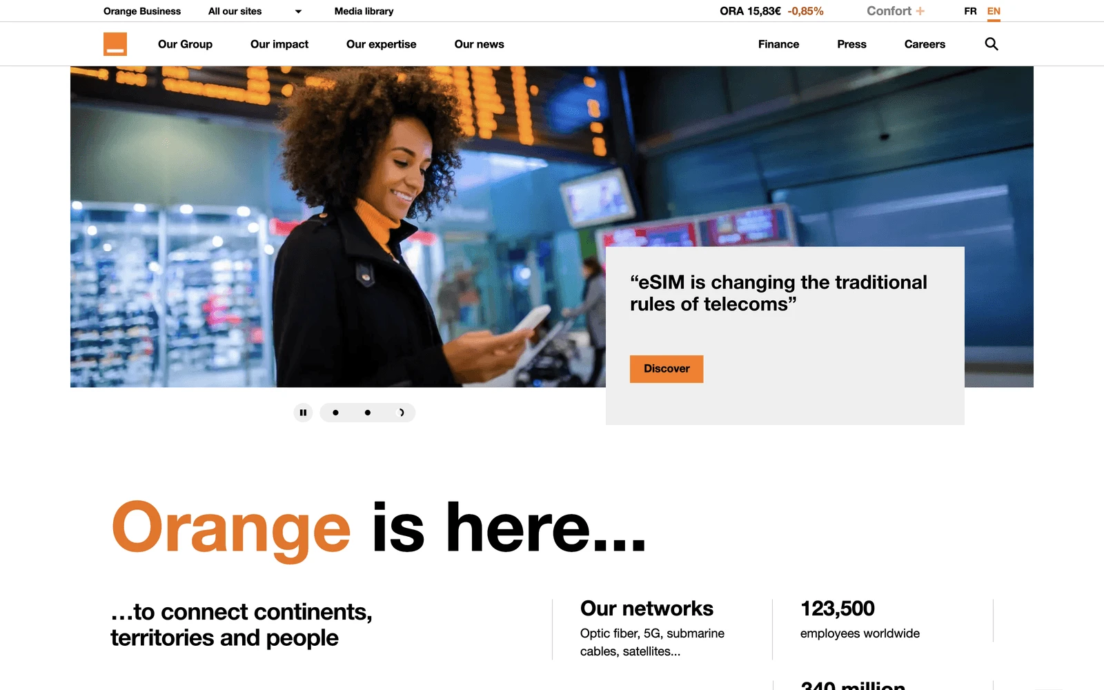 Top screenshot of Orange.com