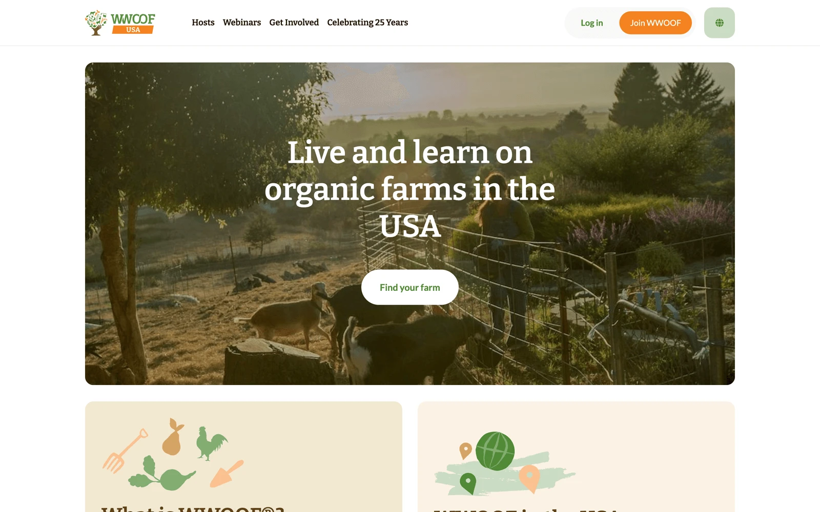 Top screenshot of WWOOFUSA.org