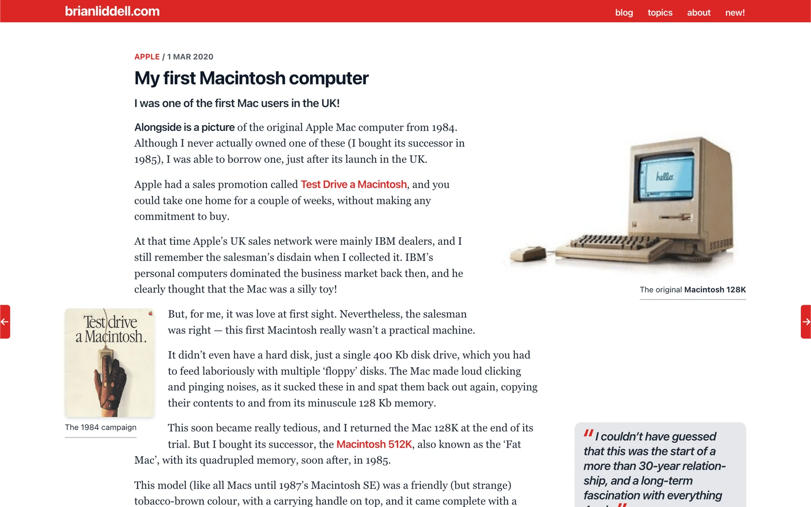 Top screenshot of BrianLiddell.com