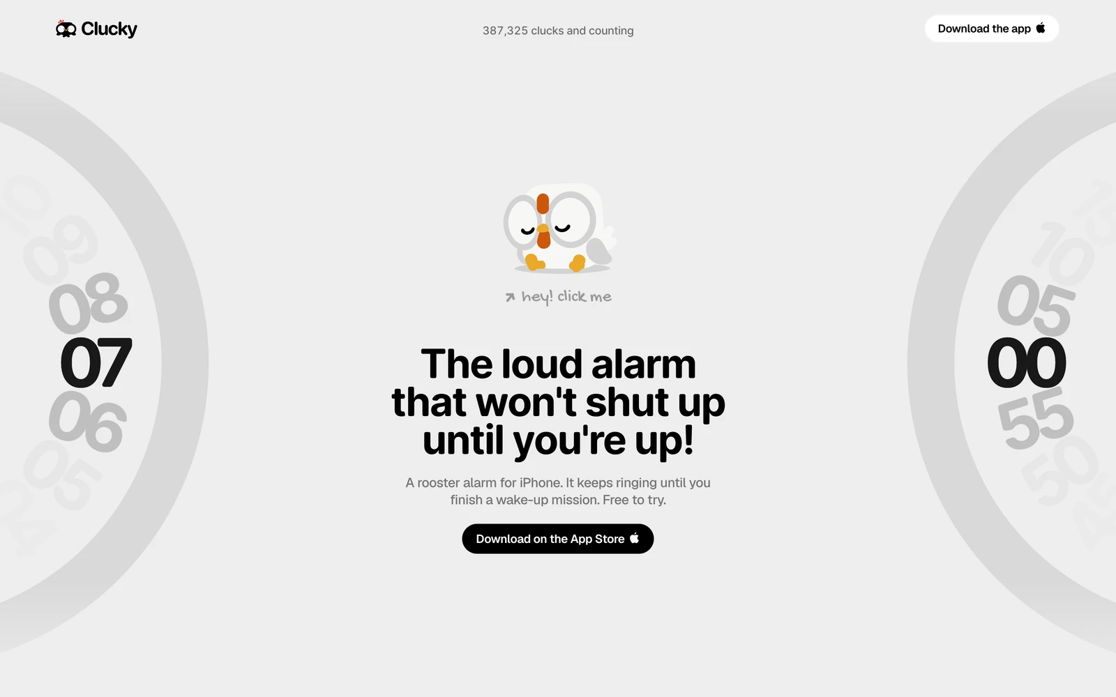 Top screenshot of TryClucky.com