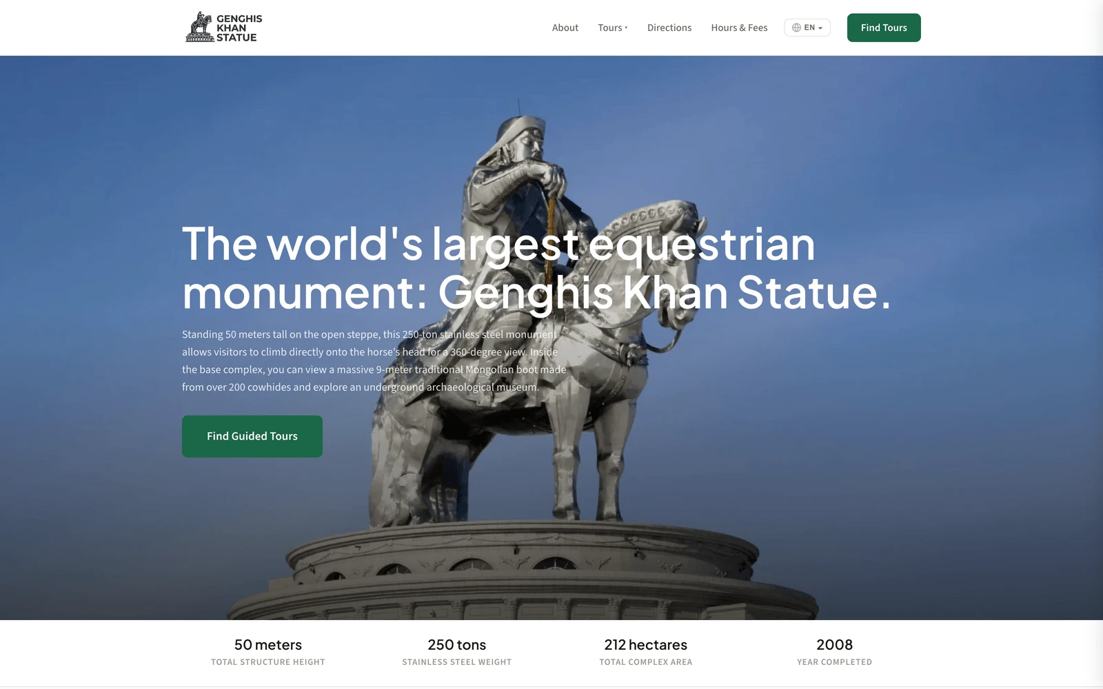 Top screenshot of GenghisKhanStatue.com