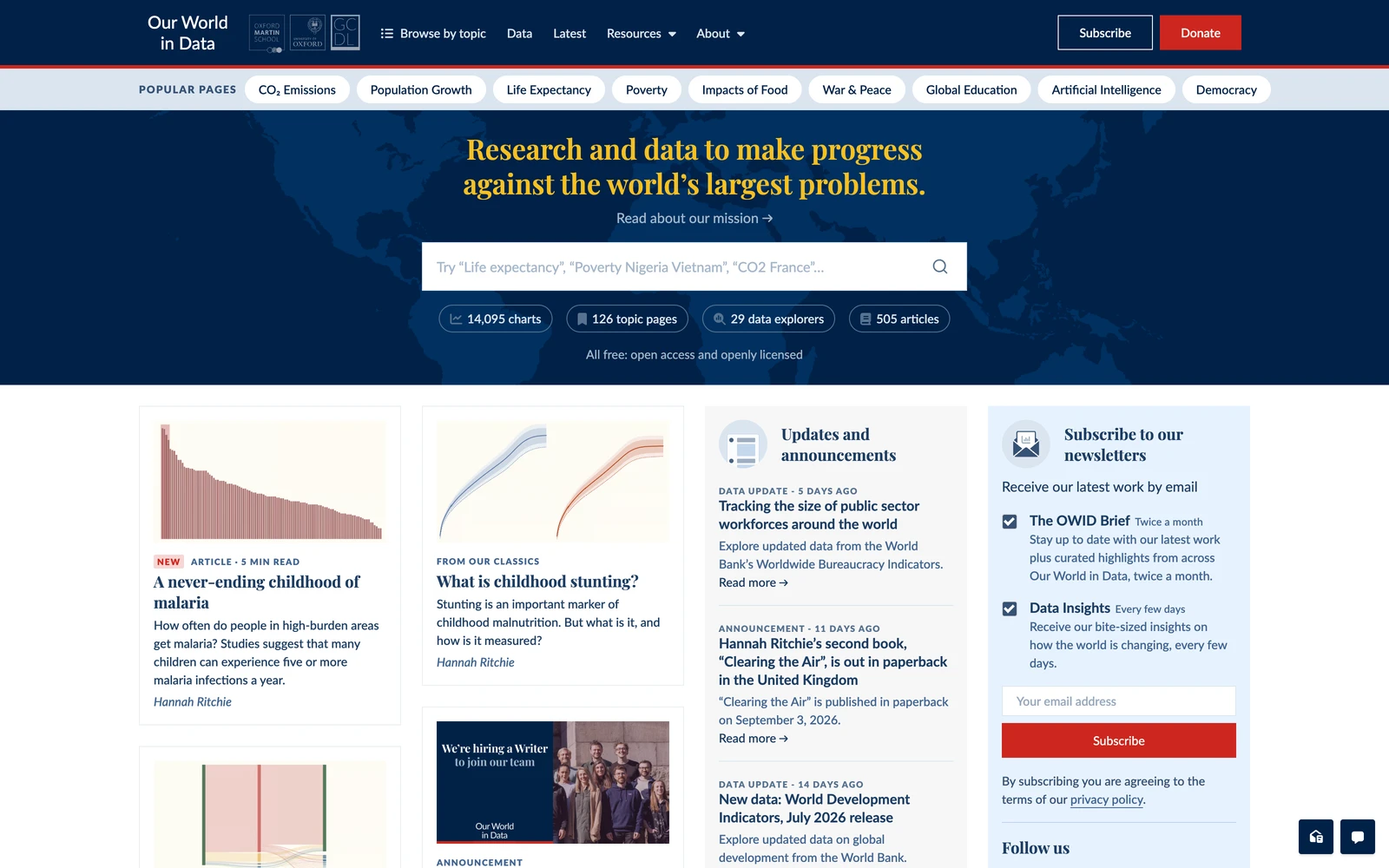 Top screenshot of OurWorldInData.org