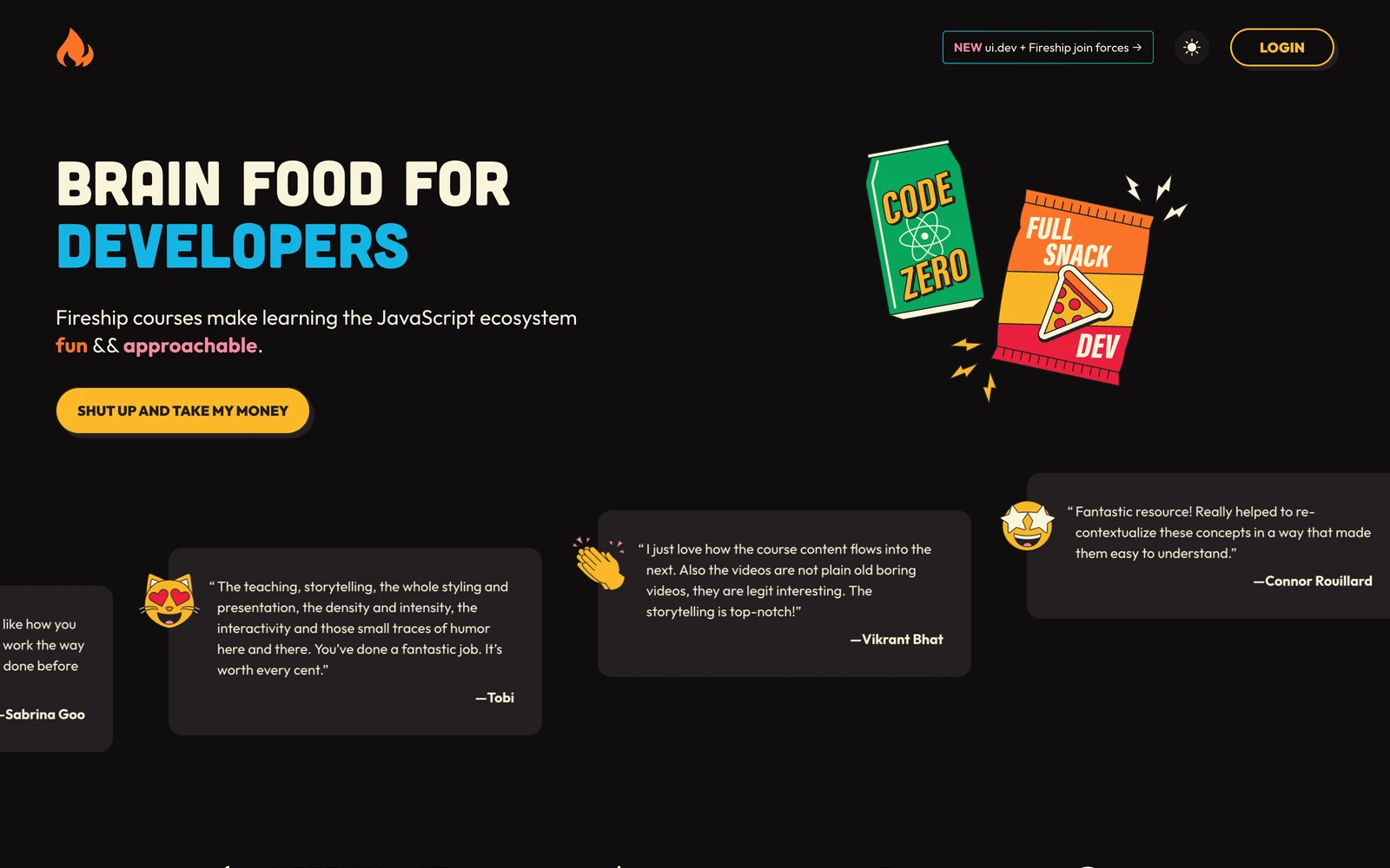 Top screenshot of Fireship.io