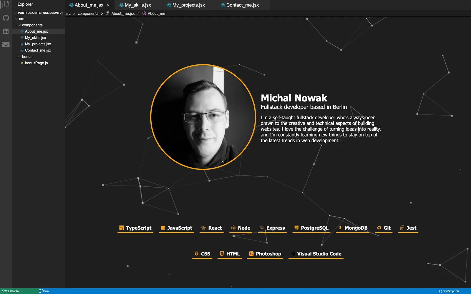 Top screenshot of MNowak.netlify.app
