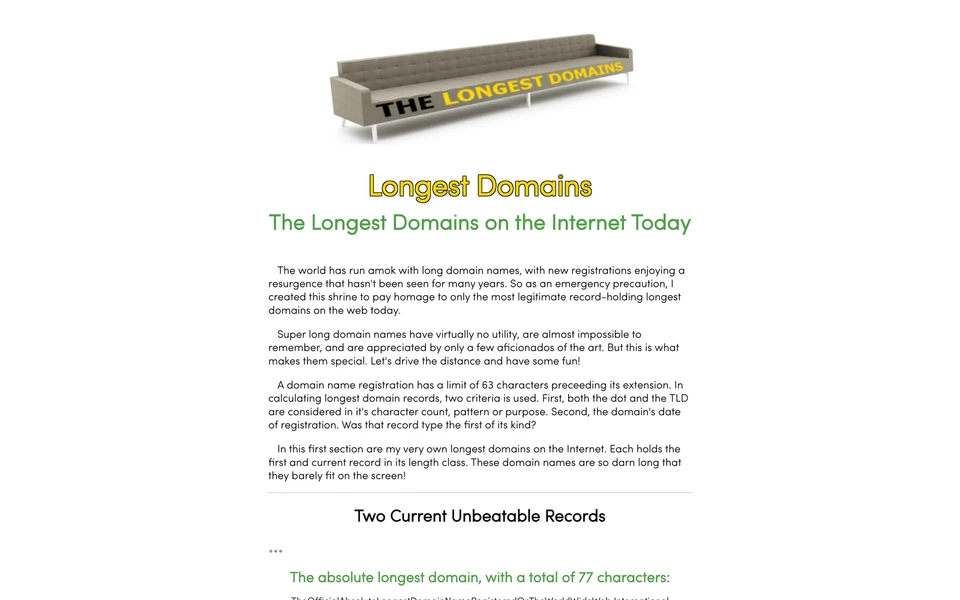 Screenshot of LongestDomains.com