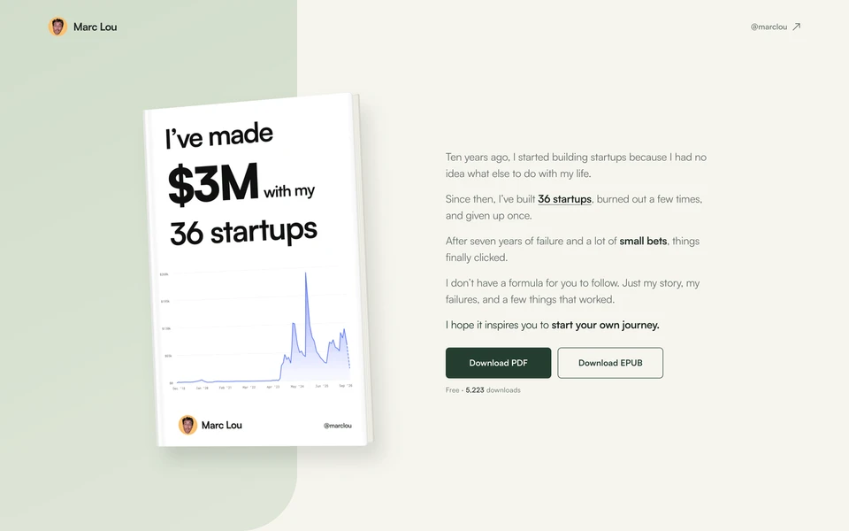 Screenshot of MarcLou.com Book