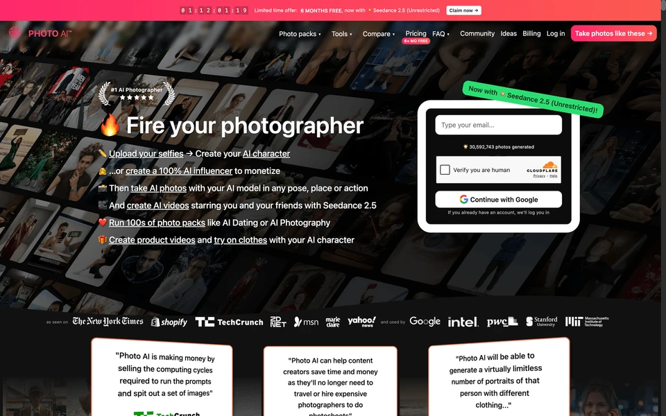 Screenshot of PhotoAI.com