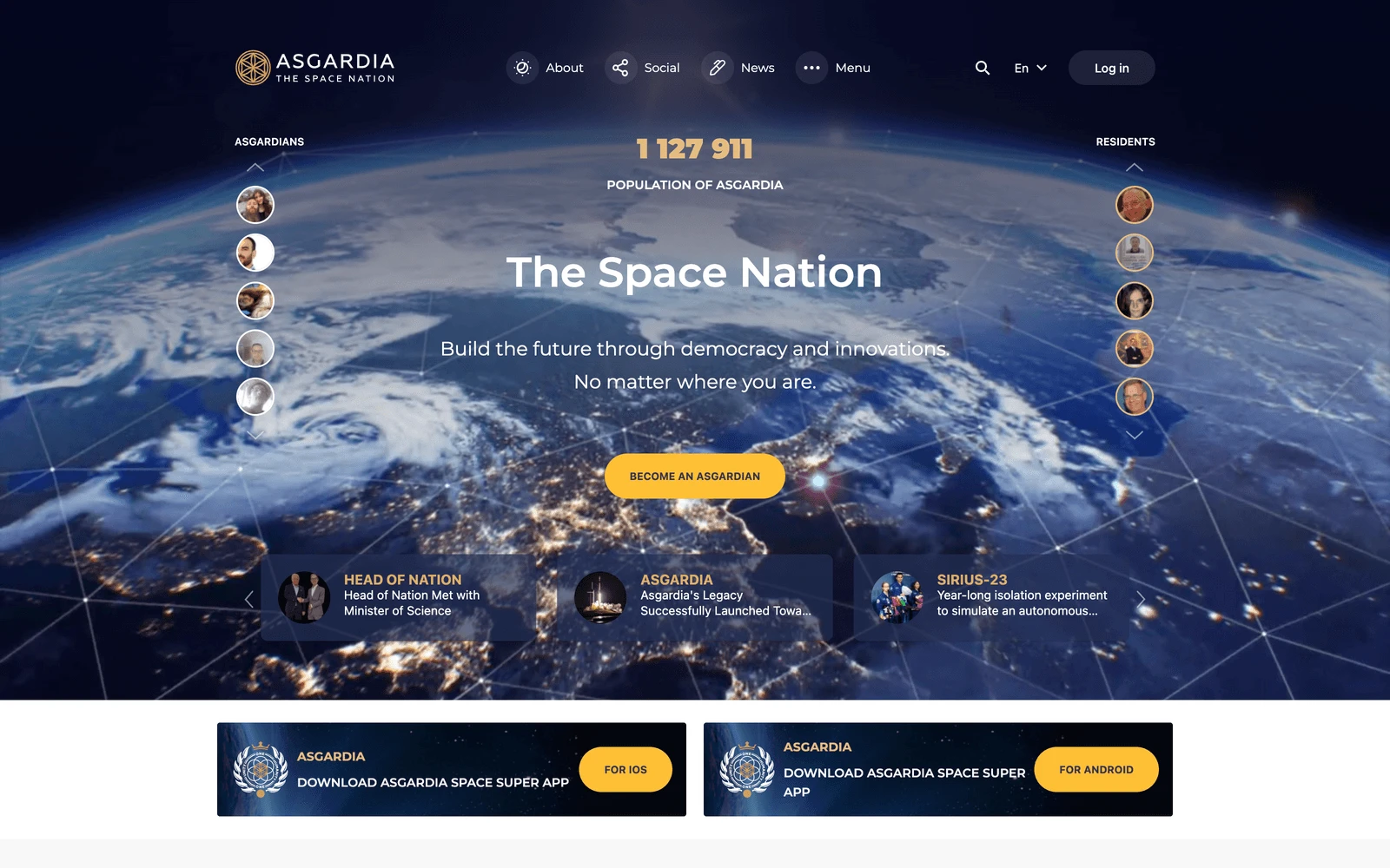 Top screenshot of Asgardia.space