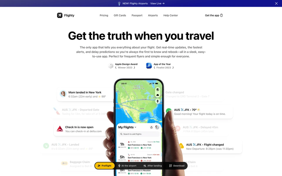 Screenshot of Flighty.com