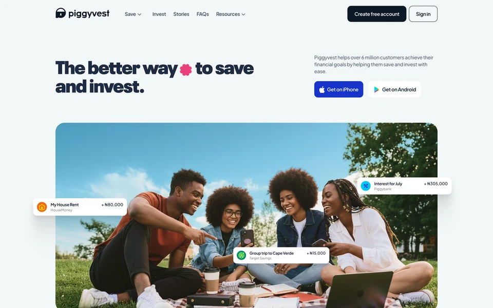 Screenshot of PiggyVest.com