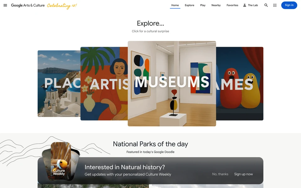 Screenshot of Google.com Arts&Culture
