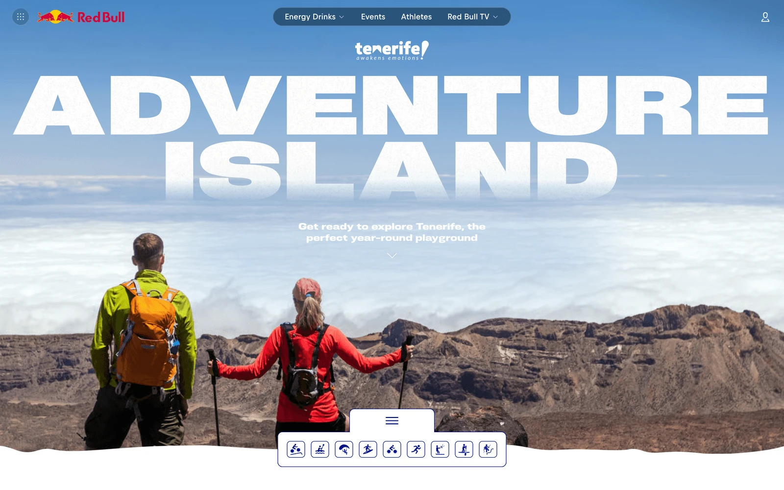 Top screenshot of RedBull.com Tenerife