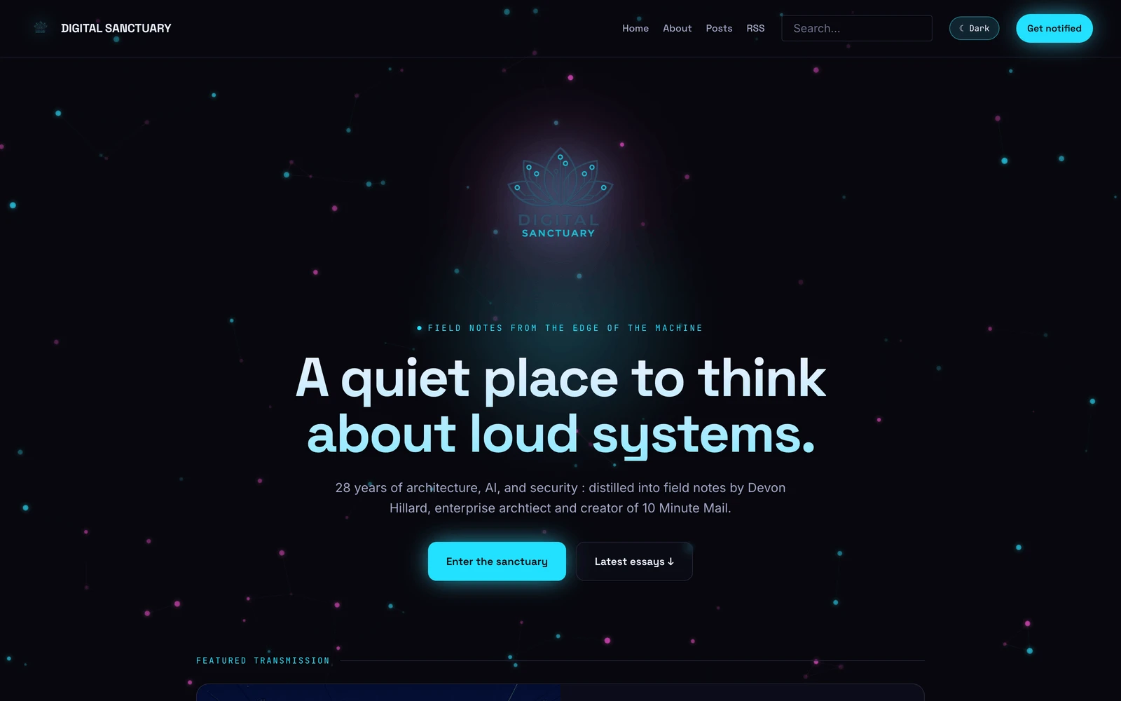 Top screenshot of DigitalSanctuary.com