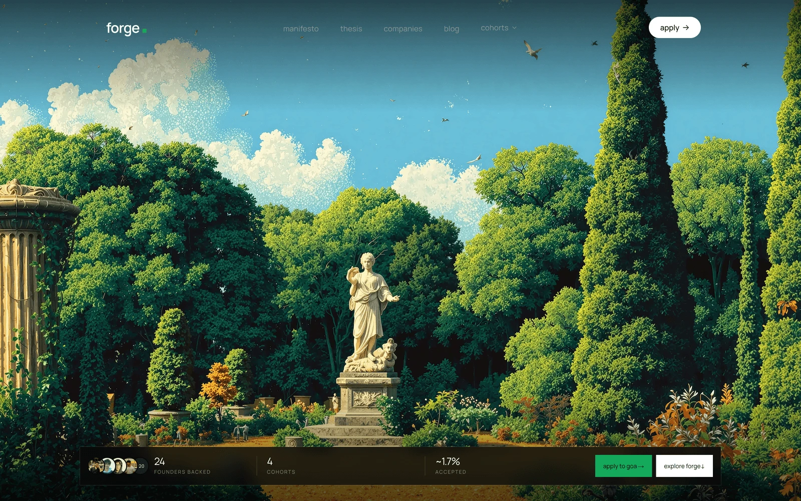 Top screenshot of ForgeResidency.com