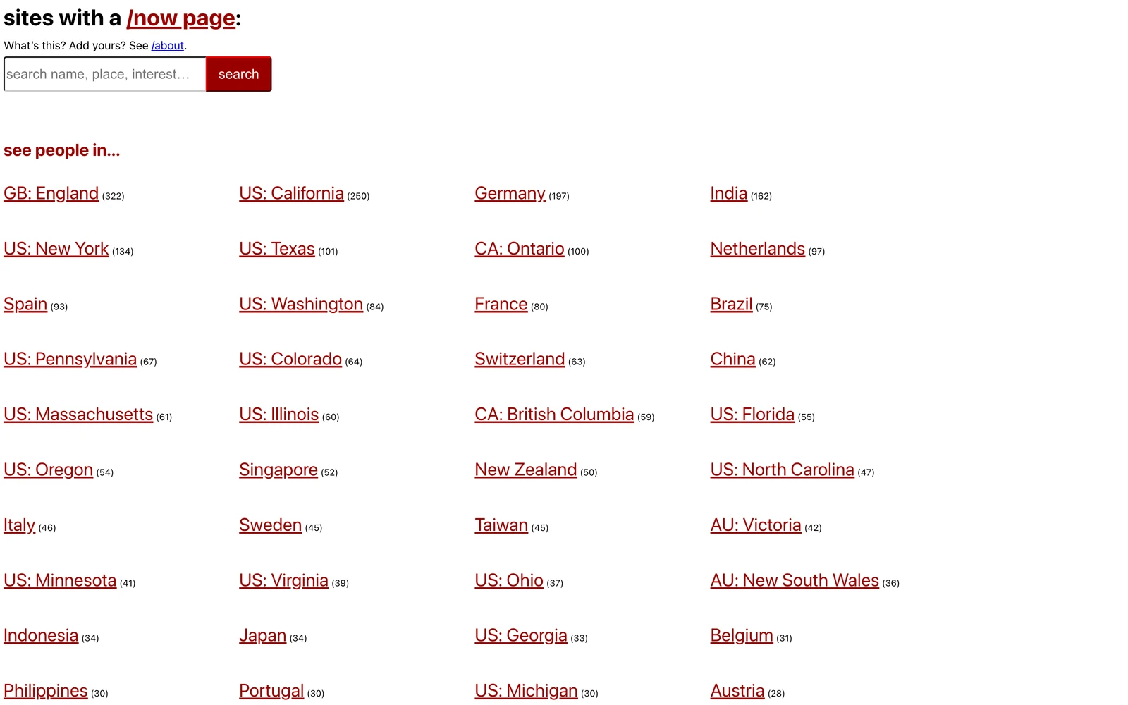 Top screenshot of NowNowNow.com
