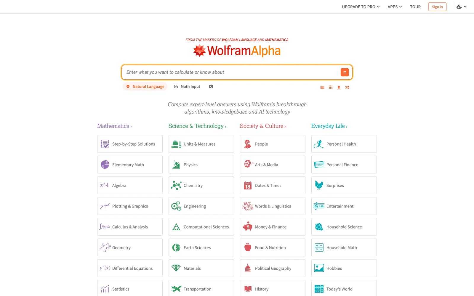 Top screenshot of WolframAlpha.com